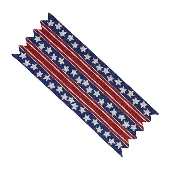 Pier 1 Beaded Stars And Stripes 4th of July Table Runner - Picture 1 of 12